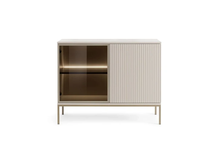 Komoda loftowa Linea 104cm z drzwiami i oświetleniem LED Kaszmir