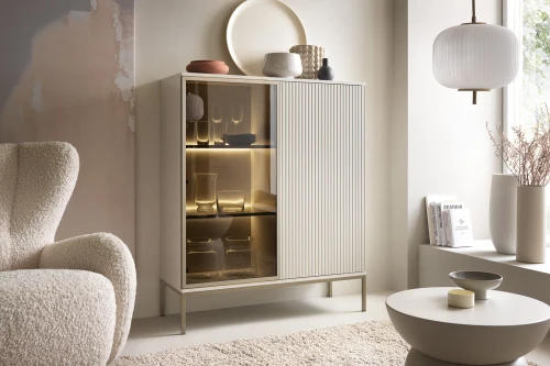 Witryna niska Linea z oświetleniem LED Kaszmir