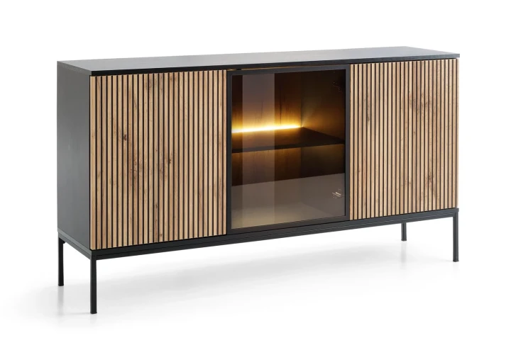 Komoda loftowa Linea z drzwiami i oświetleniem LED Dąb Wotan