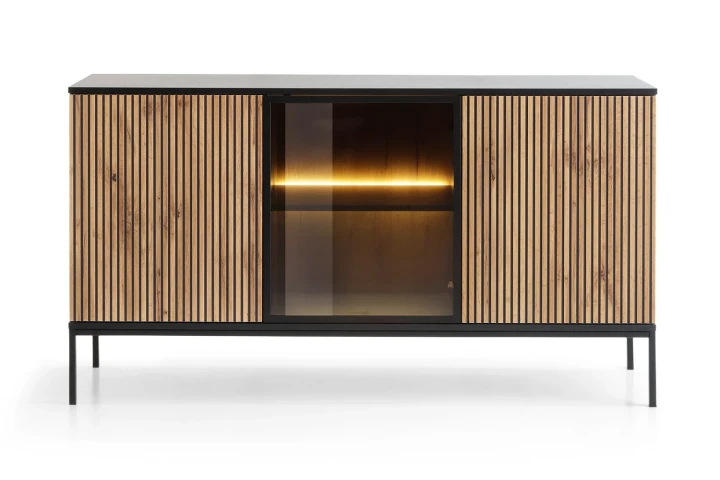 Komoda loftowa Linea z drzwiami i oświetleniem LED Dąb Wotan