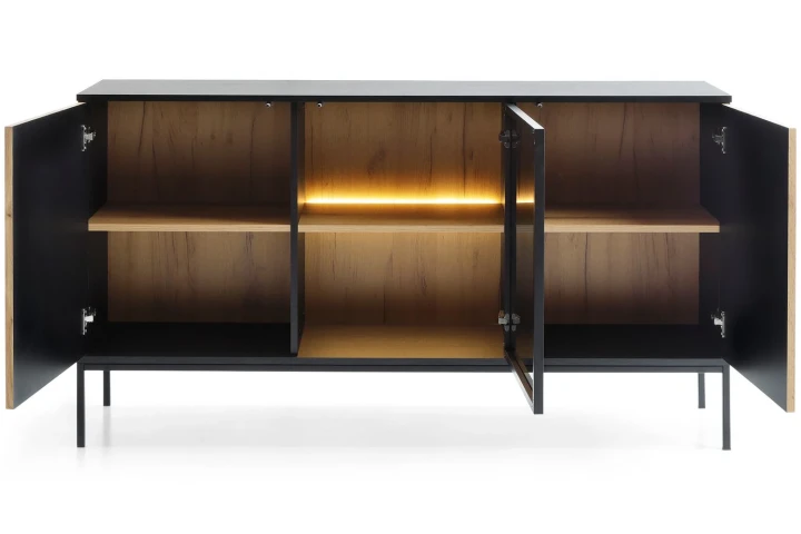 Komoda loftowa Linea z drzwiami i oświetleniem LED Dąb Wotan