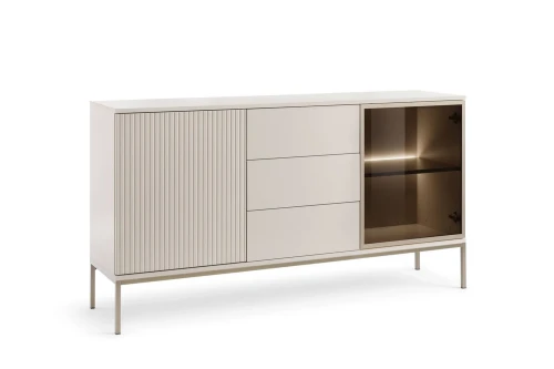 Komoda Linea z drzwiami i szufladami oraz oświetleniem LED Kaszmir