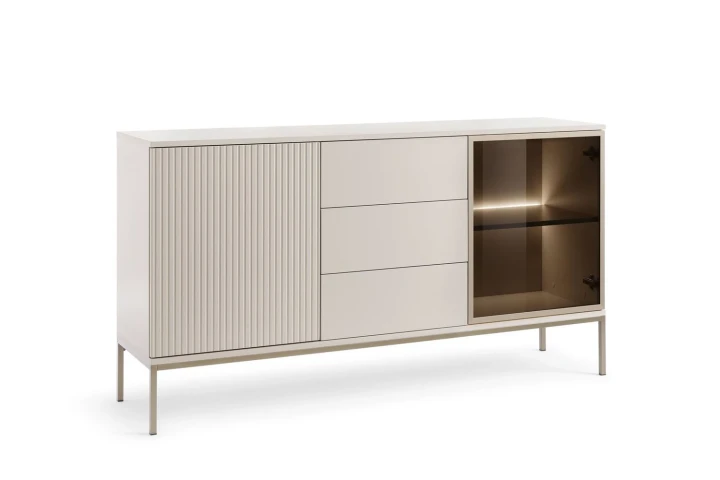 Komoda Linea z drzwiami i szufladami oraz oświetleniem LED Kaszmir