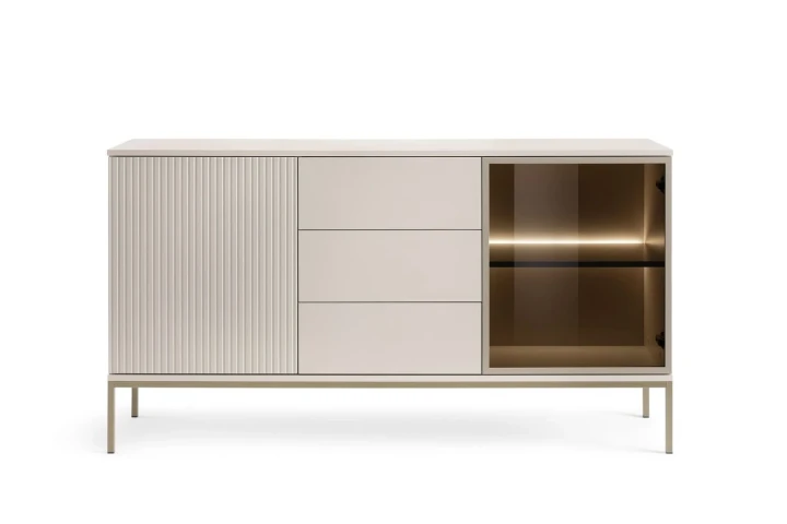 Komoda Linea z drzwiami i szufladami oraz oświetleniem LED Kaszmir