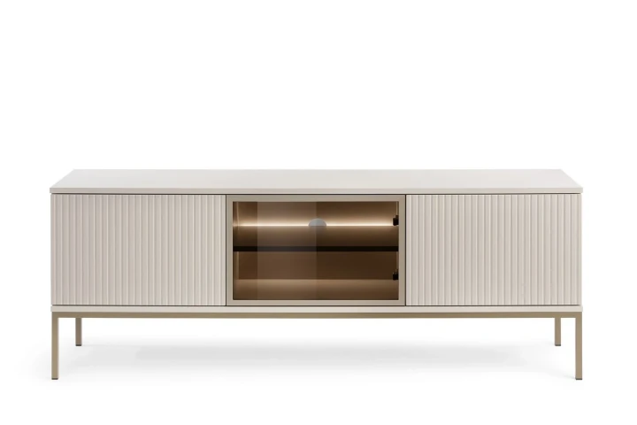 Szafka RTV Linea z drzwiczkami i oświetleniem LED Kaszmir