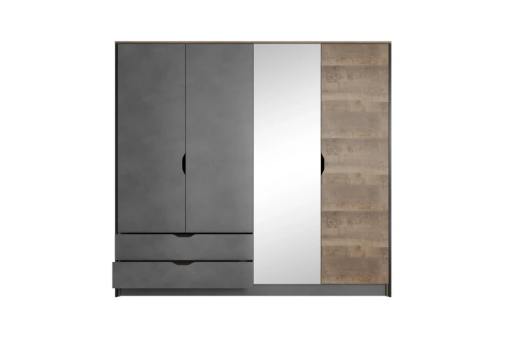 Szafa 220 cm czterodrzwiowa z szufladami Spark Dąb Sand Grange Matera