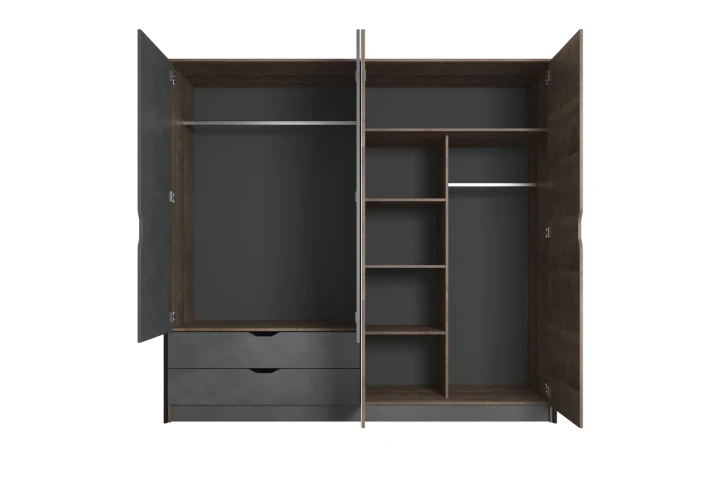 Szafa 220 cm czterodrzwiowa z szufladami Spark Dąb Sand Grange Matera