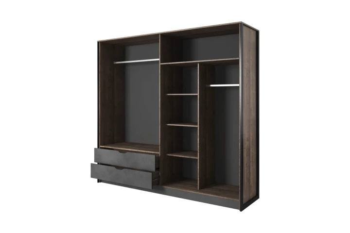 Szafa 220 cm czterodrzwiowa z szufladami Spark Dąb Sand Grange Matera