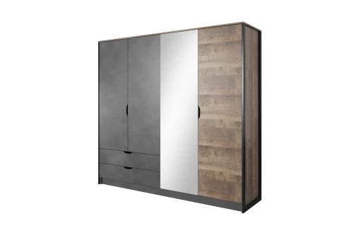 Szafa 220 cm czterodrzwiowa z szufladami Spark Dąb Sand Grange Matera