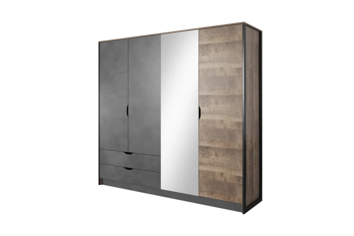 Szafa 220 cm czterodrzwiowa z szufladami Spark Dąb Sand Grange Matera