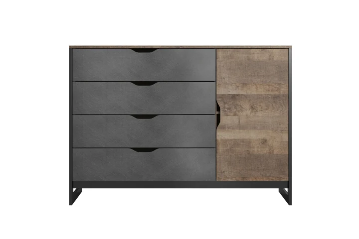 Komoda loftowa 138 cm z drzwiczkami i szufladami Spark Dąb Sand Grange Matera