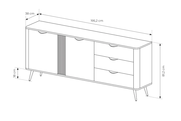 Komoda do salonu z drzwiczkami i szufladami Teris wymiary