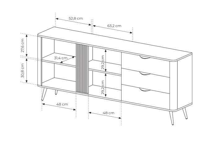 Komoda do salonu z drzwiczkami i szufladami Teris wymiary