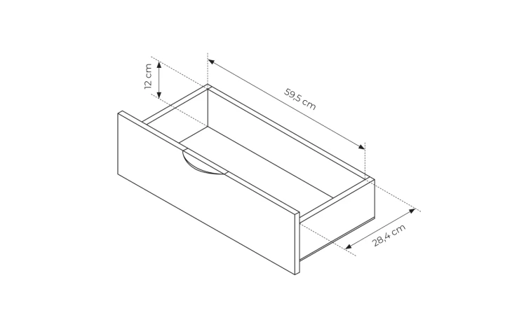 Komoda z pojemnymi szufladami Teris wymiary