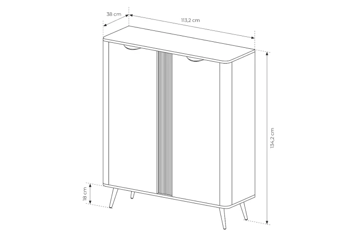 Komoda wysoka dwudrzwiowa Teris wymiary