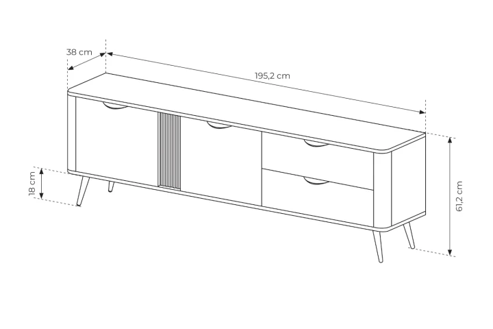 Szafka RTV z drzwiczkami i szufladami Teris wymiary