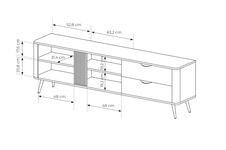 Szafka RTV z drzwiczkami i szufladami Teris wymiary