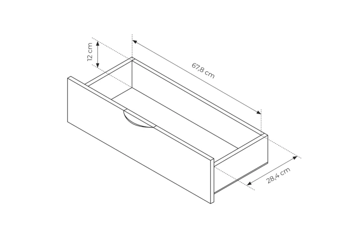 Wysoki regał z szufladami Teris wymiary