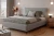 Łóżko tapicerowane do sypialni z pojemnikiem na pościel Vera Popielaty