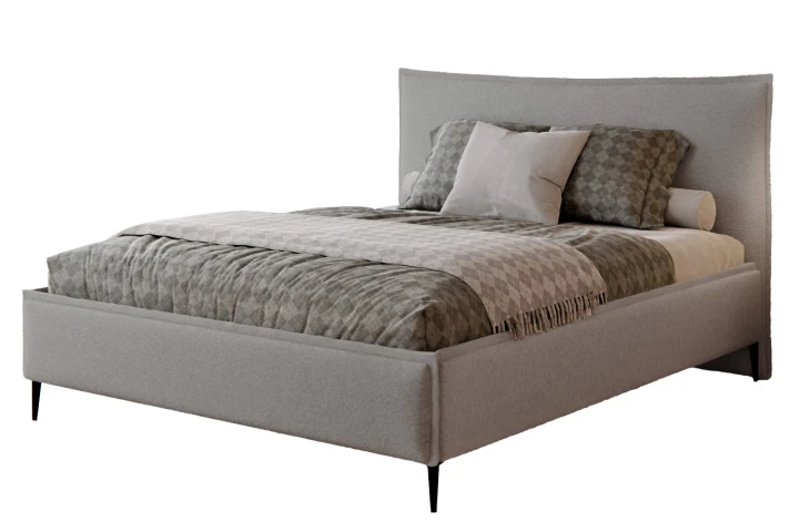 Łóżko tapicerowane do sypialni z pojemnikiem na pościel Vera Popielaty