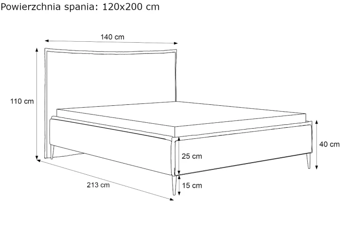 Łóżko tapicerowane do sypialni z pojemnikiem na pościel Vera wymiary 120