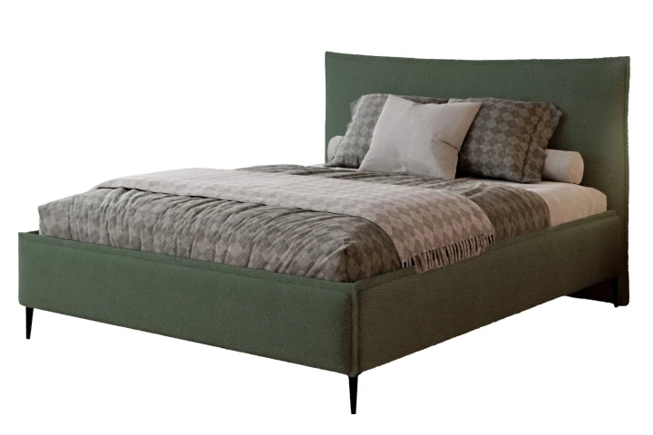 Łóżko tapicerowane do sypialni z pojemnikiem na pościel Vera Zielony