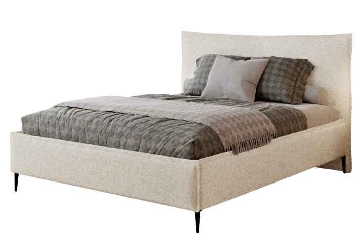 Łóżko tapicerowane do sypialni z pojemnikiem na pościel Vera Piaskowy