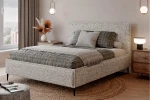 Łóżko tapicerowane do sypialni z pojemnikiem na pościel Vera Popielaty melanż