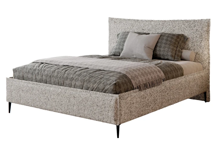Łóżko tapicerowane do sypialni z pojemnikiem na pościel Vera Popielaty melanż