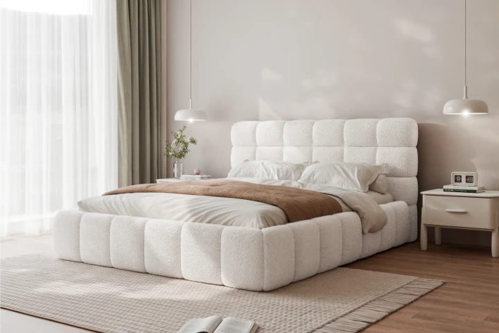 Łóżka tapicerowane Bubble z pojemnikiem na pościel w tkaninie Abriamo 04