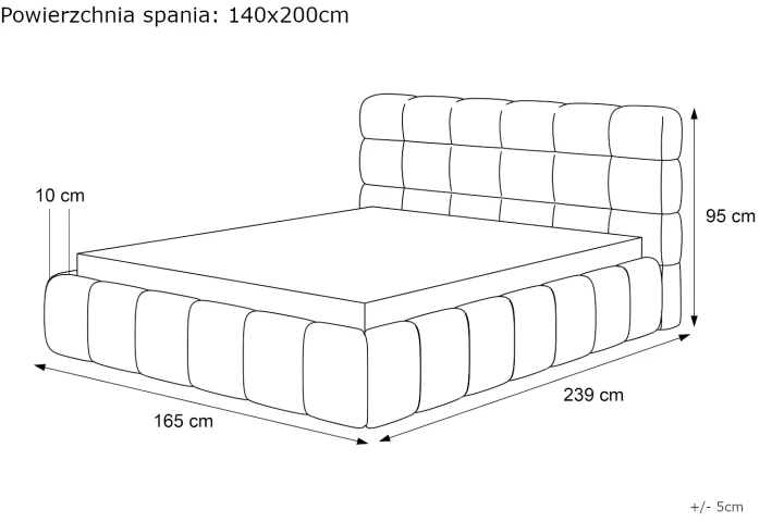 Łóżka tapicerowane Bubble z pojemnikiem na pościel wymiary 140