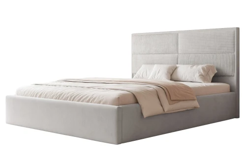 Łóżko tapicerowane do sypialni z pojemnikiem na pościel Sofia Jasny szary