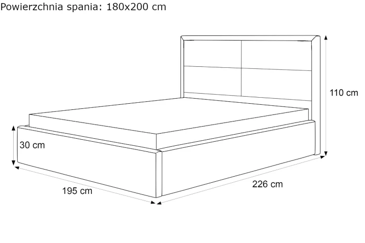 Łóżko tapicerowane do sypialni z pojemnikiem na pościel Sofia wymiary 180