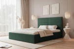 Łóżko tapicerowane do sypialni z pojemnikiem na pościel Sofia Zielony