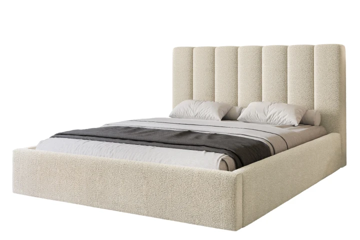 Łóżko tapicerowane z pojemnikiem i stelażem Arco Beżowy