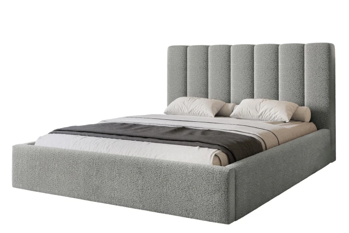 Łóżko tapicerowane z pojemnikiem i stelażem Arco Ciemny szary