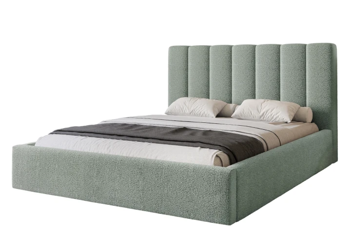 Łóżko tapicerowane z pojemnikiem i stelażem Arco Miętowy