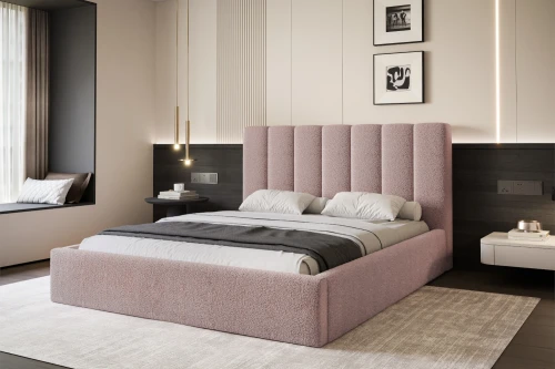 Łóżko tapicerowane z pojemnikiem i stelażem Arco Zgaszony róż