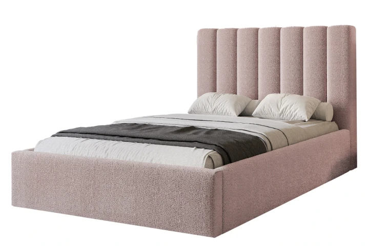 Łóżko tapicerowane z pojemnikiem i stelażem Arco Zgaszony róż