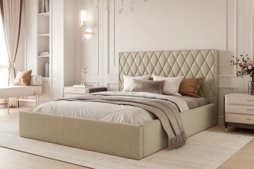 Łóżko tapicerowane z pojemnikiem na pościel i stelażem Royal Beżowy