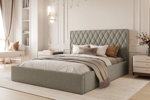 Łóżko tapicerowane z pojemnikiem na pościel i stelażem Royal Taupe