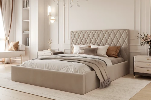 Łóżko tapicerowane z pojemnikiem na pościel i stelażem Royal Szaro-beżowy