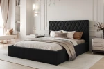 Łóżko tapicerowane z pojemnikiem na pościel i stelażem Royal Czarny