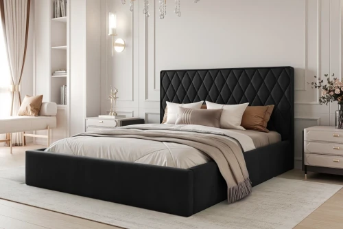 Łóżko tapicerowane z pojemnikiem na pościel i stelażem Royal Czarny