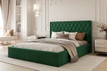Łóżko tapicerowane z pojemnikiem na pościel i stelażem Royal Zielony