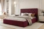 Łóżko tapicerowane z pojemnikiem na pościel i stelażem Royal Bordowy