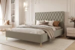 Łóżko tapicerowane z nóżkami i pojemnikiem na pościel Royal Taupe