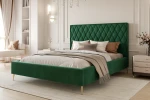 Łóżko tapicerowane z nóżkami i pojemnikiem na pościel Royal Zielony