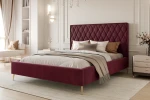 Łóżko tapicerowane z nóżkami i pojemnikiem na pościel Royal Bordowy