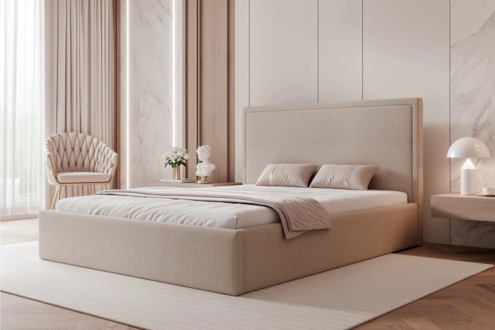 Łóżko tapicerowane z pojemnikiem na pościel Savio Rocky 3